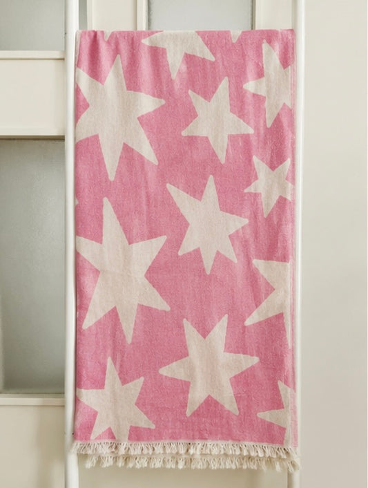 Starfall Pink- 4th of July Spetial Edition | Organic Turkish Bath & Beach Towel – Unfoldie