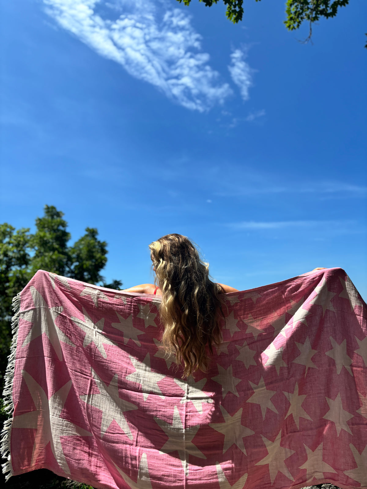 Starfall Pink- 4th of July Spetial Edition | Organic Turkish Bath & Beach Towel – Unfoldie