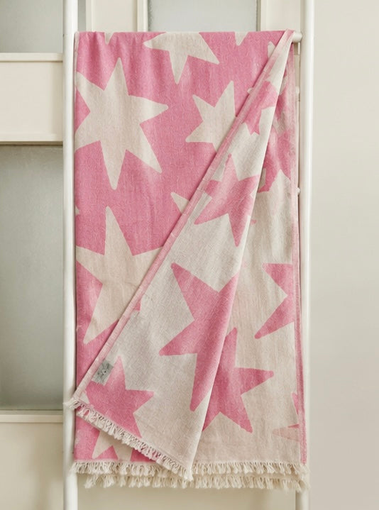 Starfall Pink- 4th of July Spetial Edition | Organic Turkish Bath & Beach Towel – Unfoldie