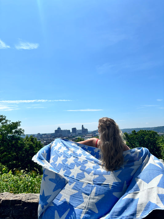 Starfall Blue- 4th of July Special Edition | Organic Turkish Bath & Beach Towel – Unfoldie