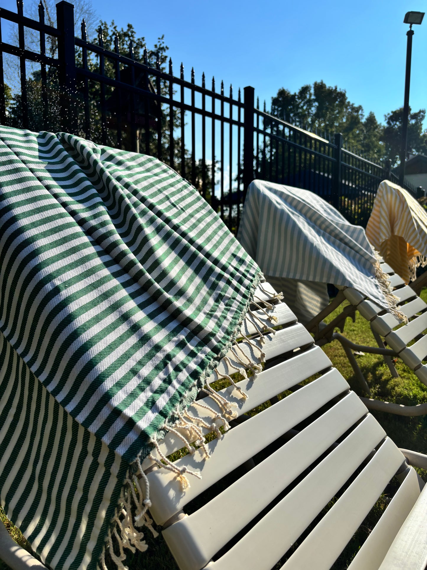 Green&White Strip Beach Towel | Organic Turkish  Beach Towel – Unfoldie