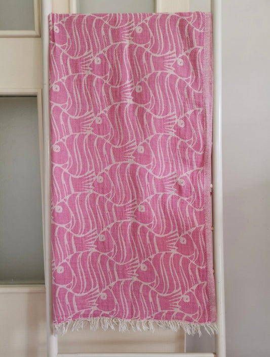 Sakana Blush | Organic Turkish Bath & Beach Towel – Unfoldie