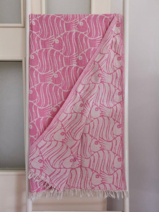 Sakana Blush | Organic Turkish Bath & Beach Towel – Unfoldie